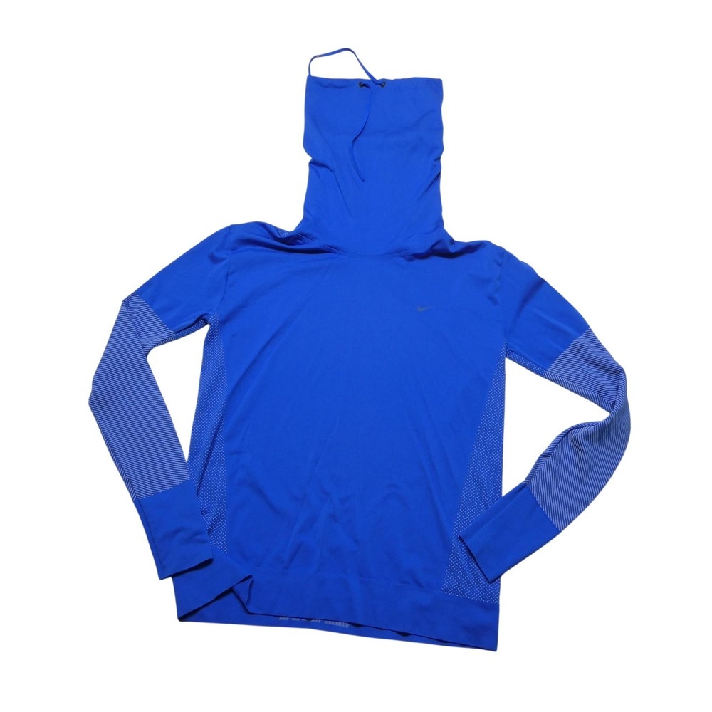 Nike Dri-FIT Athletic Top Womens Large Blue Infinity Funnel Neck Long Sleeve